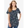 Woman Within Plus Size Perfect Printed Short-Sleeve Scoopneck Tee