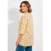 Woman Within Plus Size Perfect Printed Three-Quarter-Sleeve V-Neck Tunic(Banana Tulip Flowers)