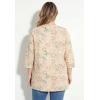 Woman Within Plus Size Perfect Printed Three-Quarter-Sleeve V-Neck Tunic(Natural Khaki Orchids)