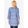 Woman Within Plus Size Perfect Printed Three-Quarter-Sleeve V-Neck Tunic(Purple Orchid Painterly Stripe)