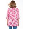 Woman Within Plus Size Perfect Printed Three-Quarter-Sleeve V-Neck Tunic(Raspberry Palm Leaves)