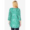 Woman Within Plus Size Perfect Printed Three-Quarter-Sleeve V-Neck Tunic(Tropical Green Island Stamp)