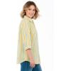 Woman Within Plus Size Perfect Three Quarter Sleeve Shirt(Primrose Yellow Sunny Stripe)