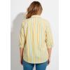 Woman Within Plus Size Perfect Three Quarter Sleeve Shirt(Primrose Yellow Sunny Stripe)