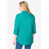 Woman Within Plus Size Perfect Three Quarter Sleeve Shirt(Tulip Purple Charming Plaid)