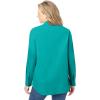 Woman Within Plus Size Petite Perfect Long Sleeve Shirt(Aquamarine)