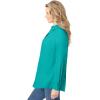 Woman Within Plus Size Petite Perfect Long Sleeve Shirt(Aquamarine)