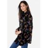 Woman Within Plus Size Petite Perfect Long Sleeve Shirt(Black Multi Leaves)