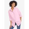 Woman Within Plus Size Petite Perfect Long Sleeve Shirt(Blue Chambray Stars)