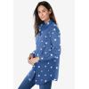 Woman Within Plus Size Petite Perfect Long Sleeve Shirt(Blue Chambray Stars)