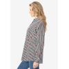 Woman Within Plus Size Petite Perfect Long Sleeve Shirt(Heart Stripe Black Multi)
