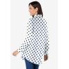 Woman Within Plus Size Petite Perfect Long Sleeve Shirt(White Black Dot)