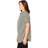 Woman Within Plus Size Petite Perfect Short Sleeve Shirt(Black Stripe)