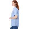 Woman Within Plus Size Petite Perfect Short Sleeve Shirt(French Blue Stripe)