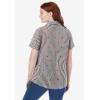 Woman Within Plus Size Petite Perfect Short Sleeve Shirt(Heart Stripe Black Multi)