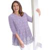 Woman Within Plus Size Embroidered Pintuck Tunic(Pale Lilac Eyelet Embroidery)