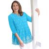 Woman Within Plus Size Embroidered Pintuck Tunic(Paradise Blue Eyelet Embroidery)