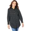 Woman Within Plus Size Petite Perfect Long Sleeve Shirt(Black Allover Dot)