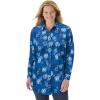 Woman Within Plus Size Petite Perfect Long Sleeve Shirt(Deep Cobalt Snowflake)