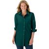 Woman Within Plus Size Petite Perfect Long Sleeve Shirt(Emerald Green)