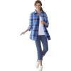 Woman Within Plus Size Petite Perfect Long Sleeve Shirt(Evening Blue Pretty Plaid)