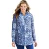 Woman Within Plus Size Petite Perfect Long Sleeve Shirt(French Blue Patched Paisley)