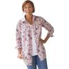 Woman Within Plus Size Petite Perfect Long Sleeve Shirt(Pink Pretty Bloom)