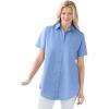 Woman Within Plus Size Petite Perfect Short Sleeve Shirt(French Blue)