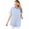 Woman Within Plus Size Petite Perfect Short Sleeve Shirt(French Blue Stripe)