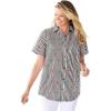 Woman Within Plus Size Petite Perfect Short Sleeve Shirt(Heart Stripe Black Multi)