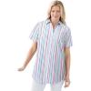 Woman Within Plus Size Petite Perfect Short Sleeve Shirt(Multi Stripe)