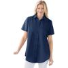 Woman Within Plus Size Petite Perfect Short Sleeve Shirt(Navy)