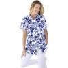 Woman Within Plus Size Petite Perfect Short Sleeve Shirt(Ultra Blue Shadow Floral)