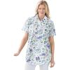 Woman Within Plus Size Petite Perfect Short Sleeve Shirt(White Butterflies)