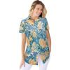 Woman Within Plus Size Petite Perfect Short Sleeve Shirt(Yellow Painted Floral)