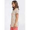 Woman Within Plus Size Perfect Printed Short-Sleeve Shirred V-Neck Tunic(Natural Khaki Orchids)
