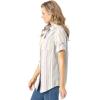 Woman Within Plus Size Petite Short-Sleeve Button Down Seersucker Shirt(Rose Pink Rainbow Stripe)