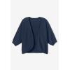 Woman Within Plus Size Rib Trim Cardigan Shrug Sweater(Soft Iris)
