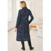Woman Within Plus Size Snap-Front Thermal Shirtdress(Black Petals)