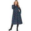 Woman Within Plus Size Snap-Front Thermal Shirtdress(Black Petals)