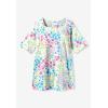 Woman Within Plus Size Printed Perfect Square-Neck Tee(Blue Breezy Palms)