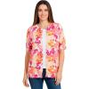 Woman Within Plus Size Perfect Elbow-Length Sleeve Cardigan Sweater(White Sunshine Floral)