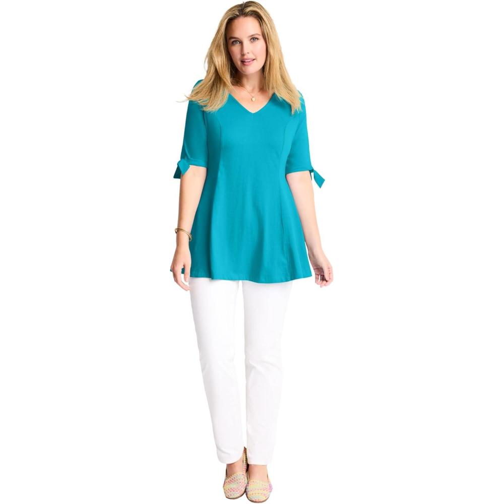 image:imageWoman Within Plus Size ThreeQuarter TieSleeve TunicPretty Turquoise