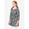 Woman Within Plus Size 2-Pocket Swing Tunic(Black Sketch Floral)