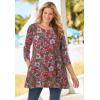 Woman Within Plus Size 2-Pocket Swing Tunic(White Coral Bloom)