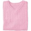 Woman Within Plus Size Cable Knit V-Neck Pullover Sweater(Pink)