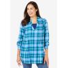 Woman Within Plus Size Flannel Tunic With Layered Look(French Blue Cozy Plaid)