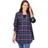Woman Within Plus Size Flannel Tunic With Layered Look(Midnight Plum Plaid)