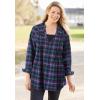 Woman Within Plus Size Flannel Tunic With Layered Look(Midnight Plum Plaid)