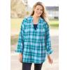 Woman Within Plus Size Flannel Tunic With Layered Look(Pink Black Plaid)